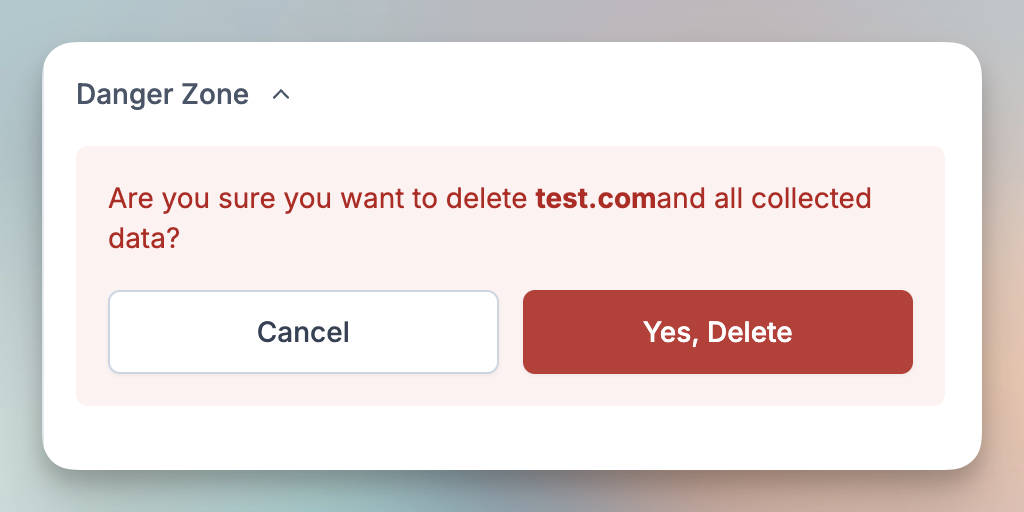 Confirm Website Deletion